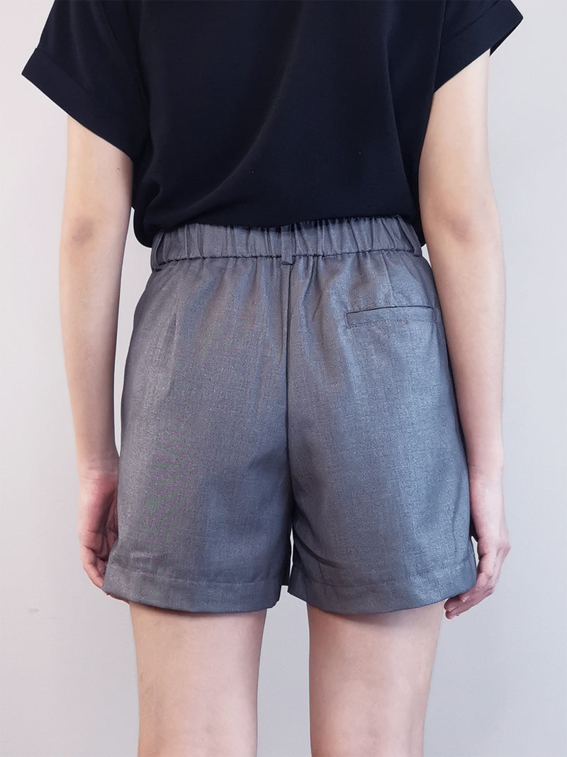 Women Elastic Shorts - Grey - M0W476