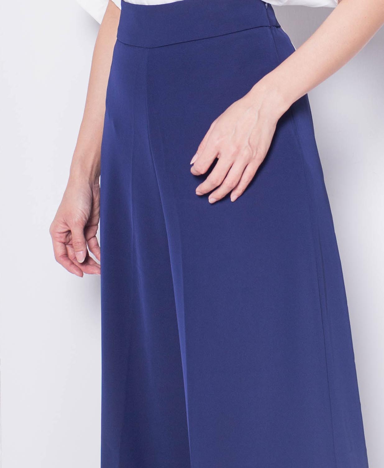 Women High Waisted Culottes - Navy - H0W925