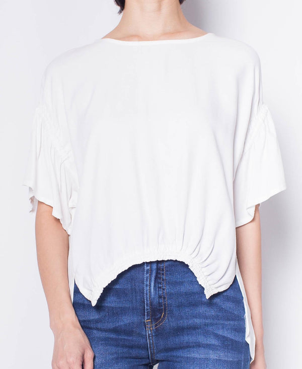 Women Short-Sleeve Blouse - White - H9W306