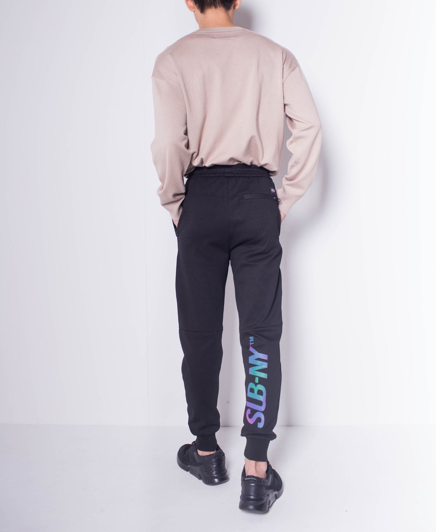 Men Knit Long Jogger - Black - H0M652