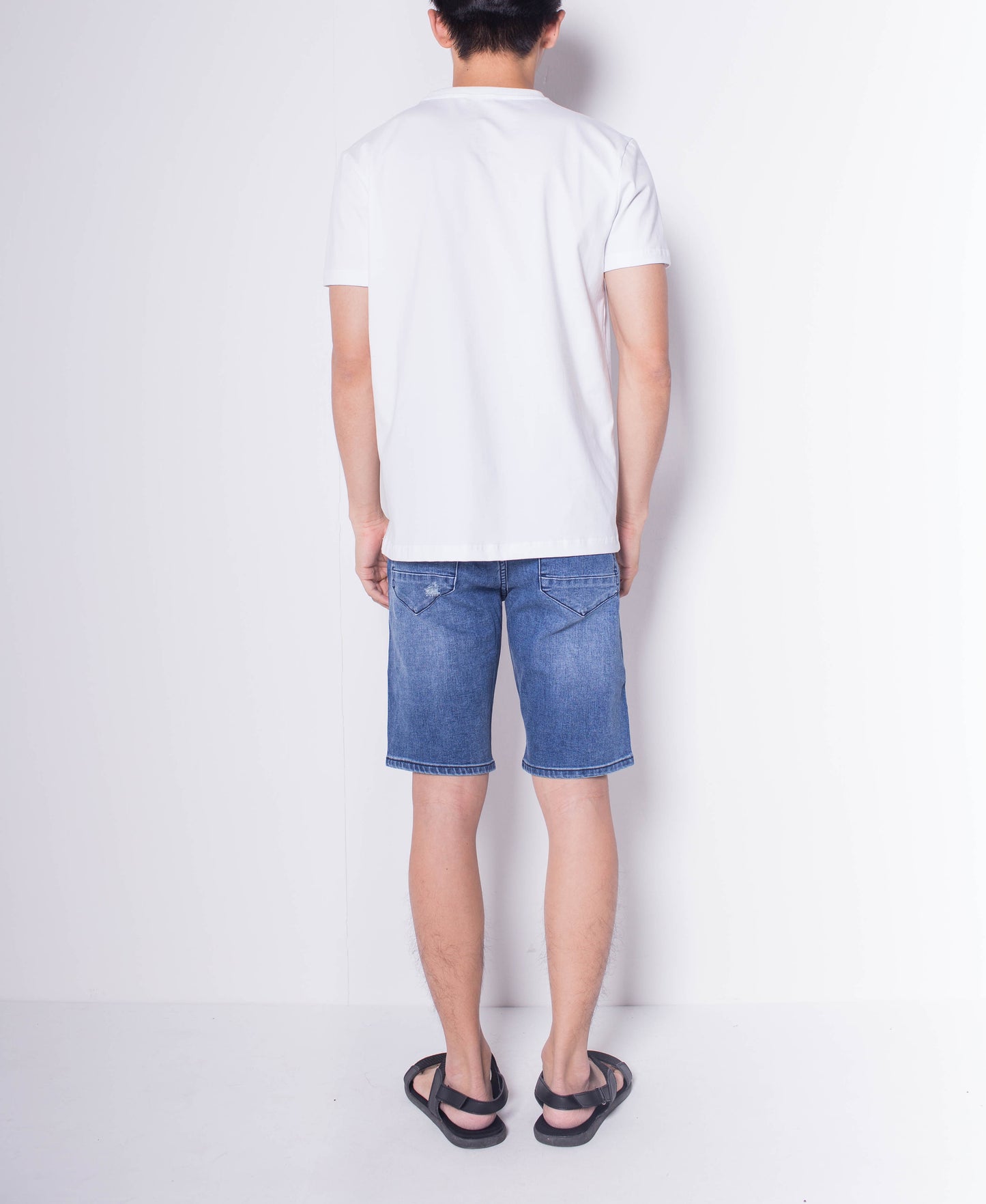 Men Short Sleeve Basic Round Tee - White - H0M931