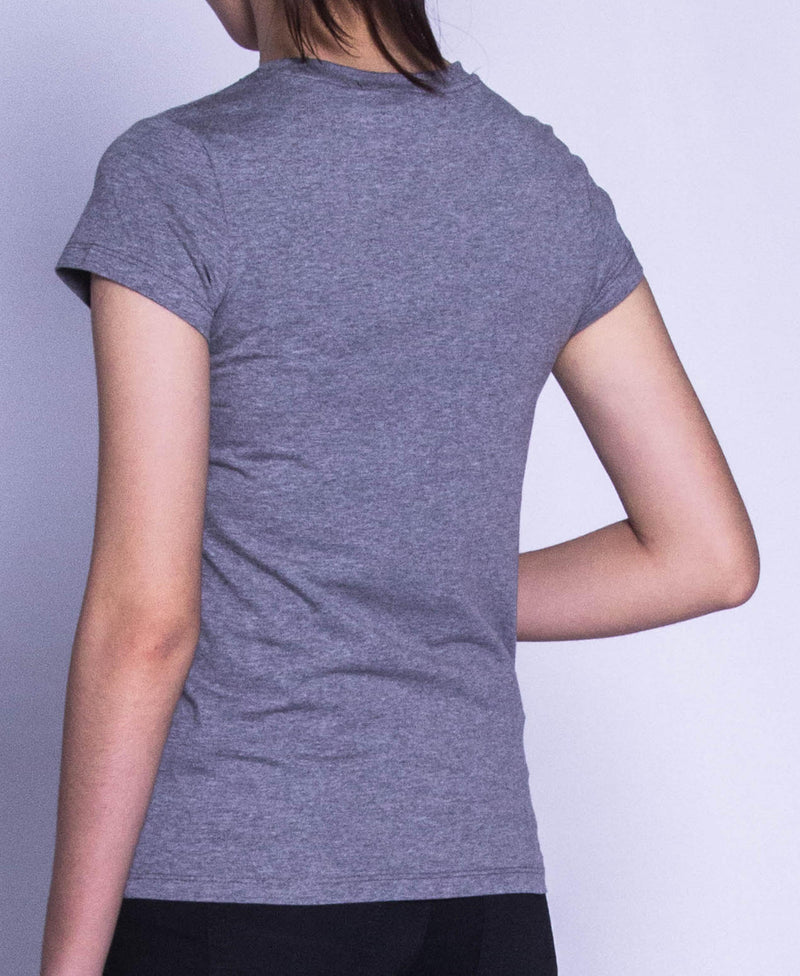 Women Short Sleeve Graphic Tee - Grey - F9W213