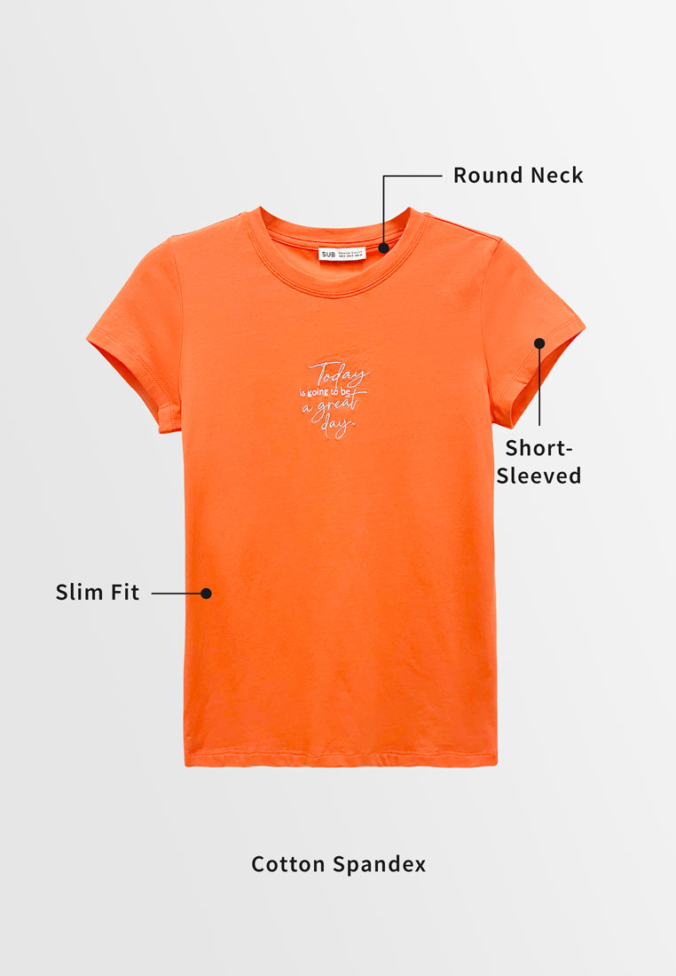 Women Short-Sleeve Graphic Tee - Orange - M3W774