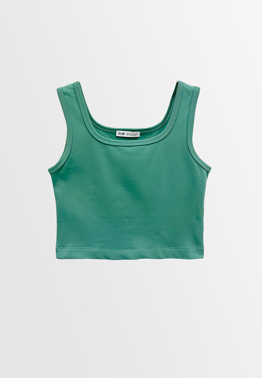 Women Scoop Neck Tank Top - Green - M3W844