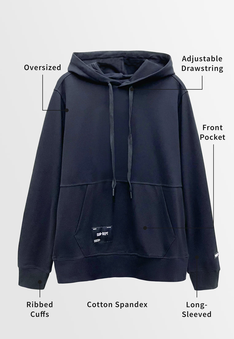 Men Long-Sleeve Oversized Sweatshirt Hoodies - Black - S3M741