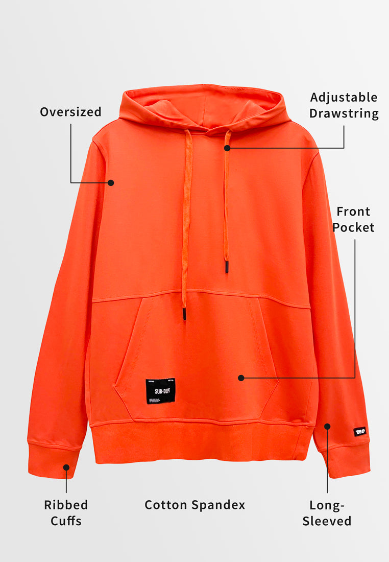 Men Long-Sleeve Oversized Sweatshirt Hoodies - Orange - S3M742