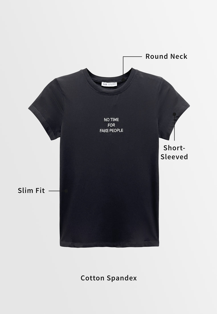 Women Short-Sleeve Graphic Tee - Black - M3W684