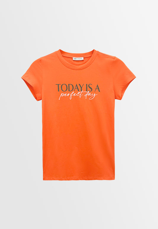 Women Short-Sleeve Graphic Tee - Orange - M3W781