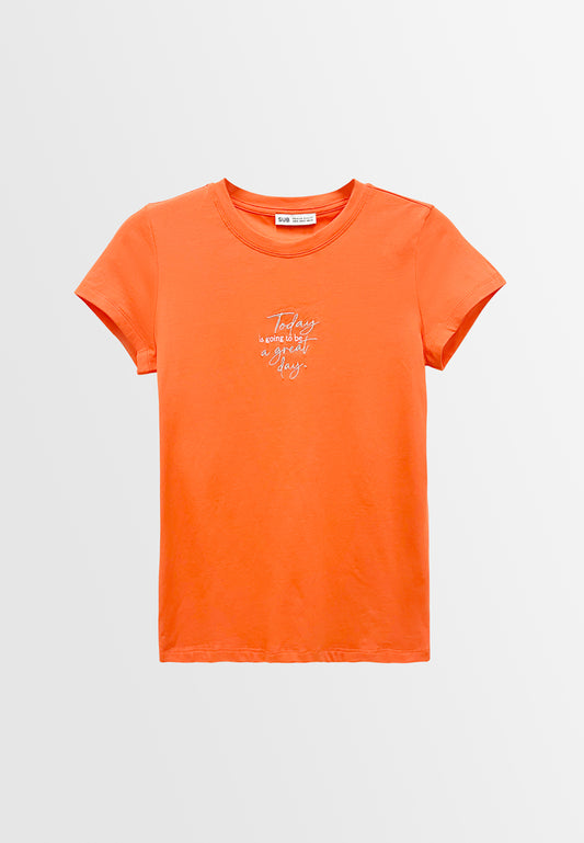 Women Short-Sleeve Graphic Tee - Orange - M3W774