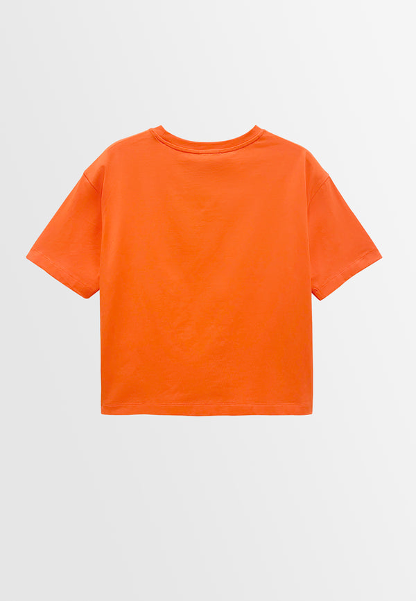 Women Short-Sleeve Fashion Tee - Orange - M3W787