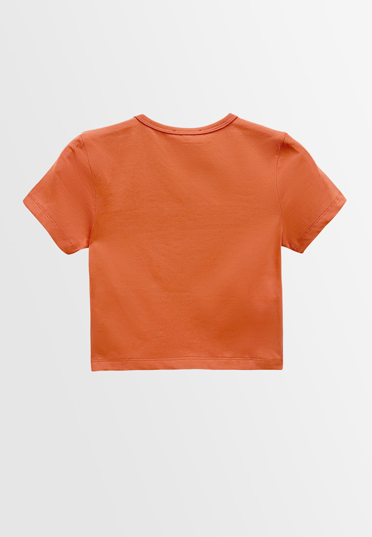 Women Short-Sleeve Crop Top Tee - Dark Orange - M3W847