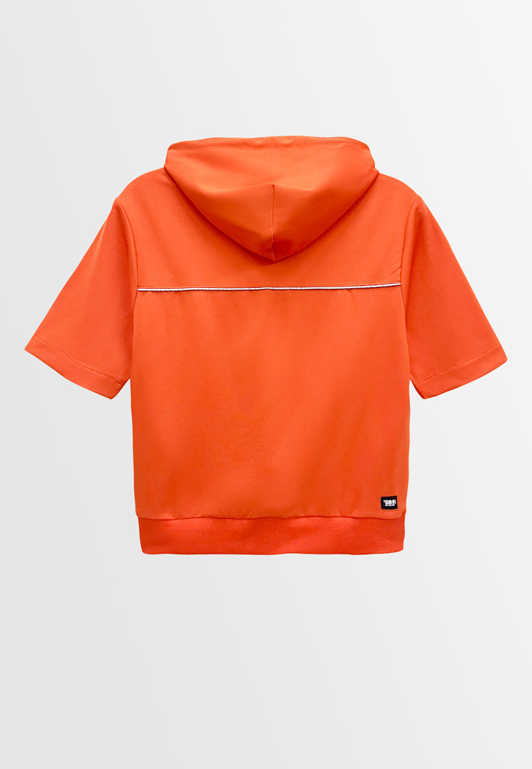 Women Short-Sleeve Sweatshirt Hoodies - Orange - S3W709