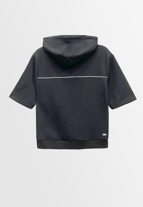 Women Short-Sleeve Sweatshirt Hoodies - Black - S3W707