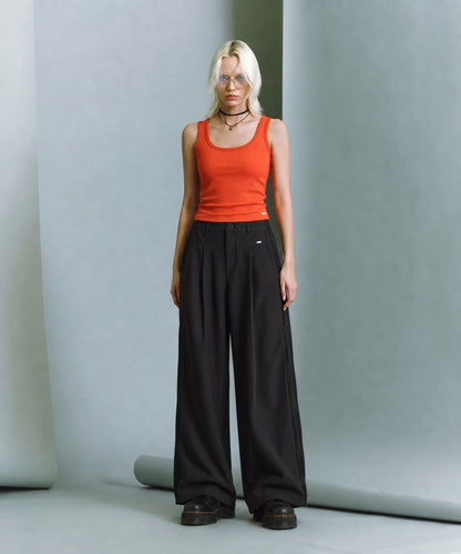 Women Wide Leg Long Pants - Black - 610414