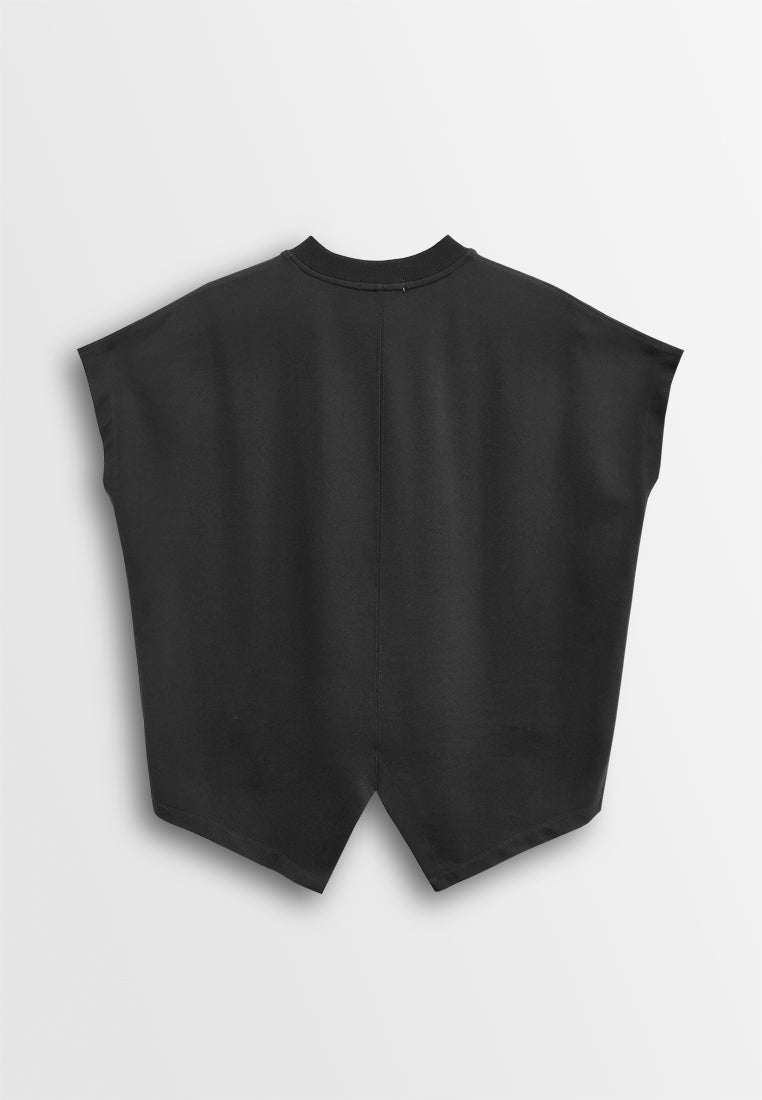 Women Sleeveless Fashion Tee - Black - 610261