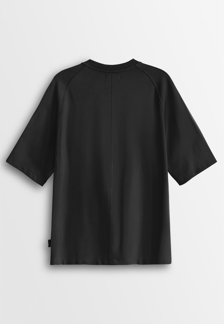 Men Oversized T-Shirt Short Sleeve - Black - 610002