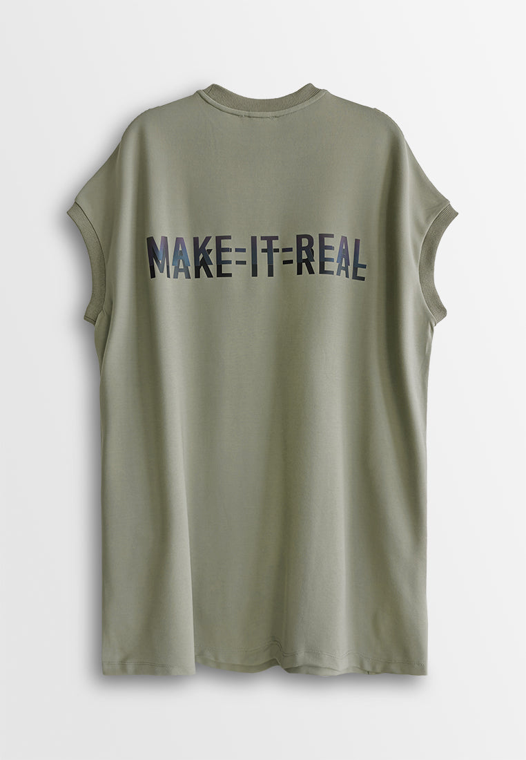 Women Sleeveless Midi Dress - Dark Khaki - 510277