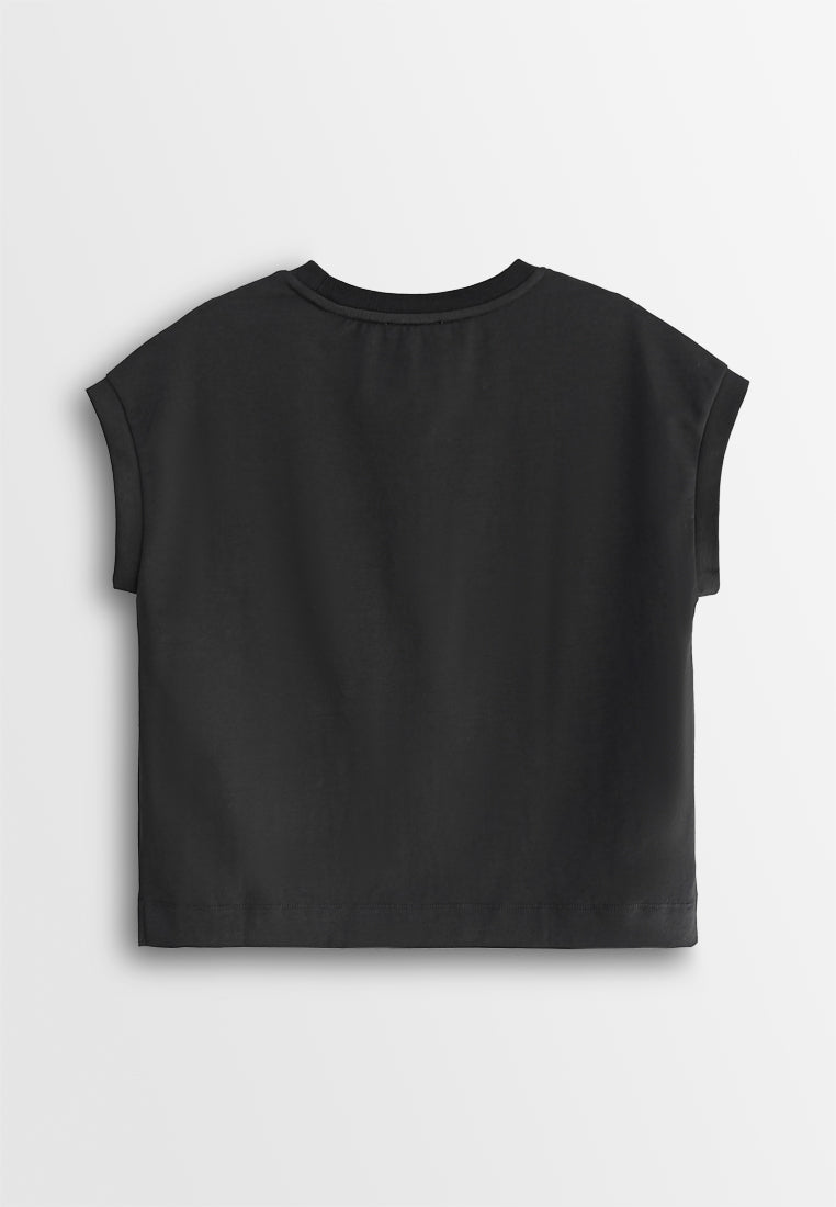 Women Sleeveless Fashion Tee - Black - 610240