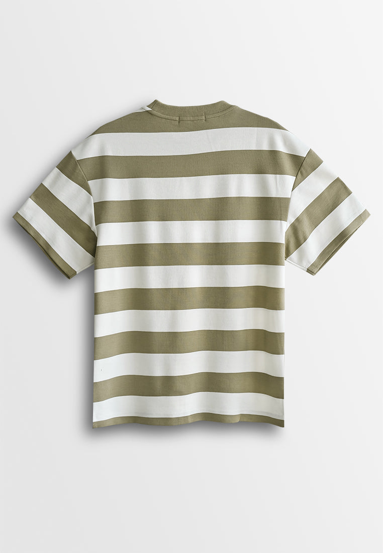 Men Oversized T-Shirt Short Sleeve - Khaki - 510045