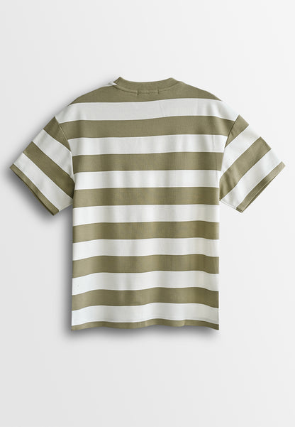 Men Oversized T-Shirt Short Sleeve - Khaki - 510045