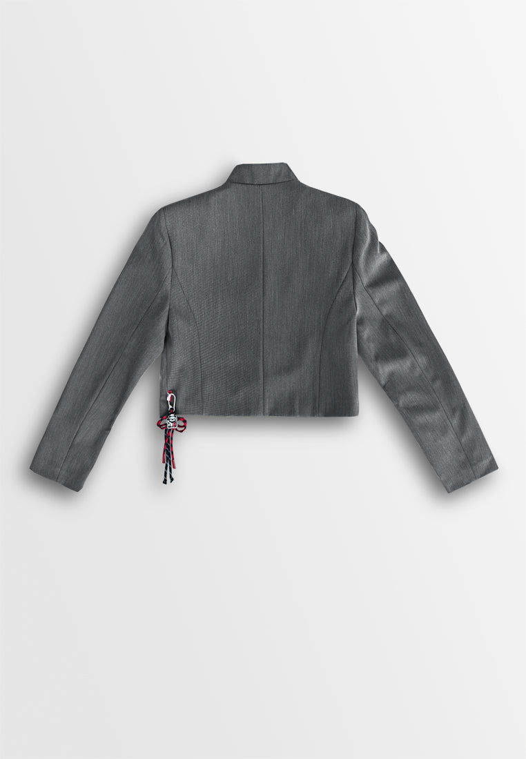 Women Cropped Jacket - Dark Grey - 510243