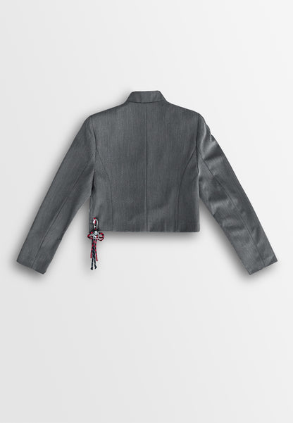Women Cropped Jacket - Dark Grey - 510243