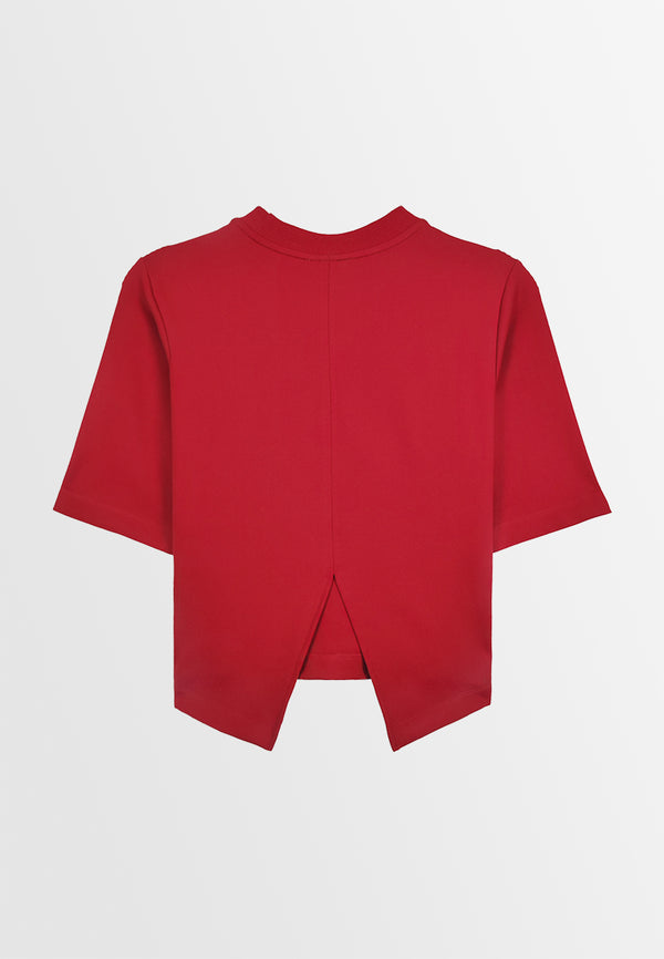 Women Short-Sleeve Fashion Tee - Red - 410006
