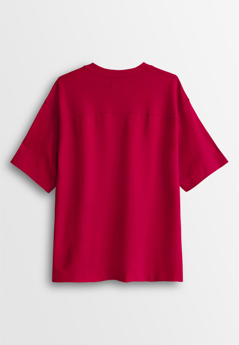 Men Oversized T-Shirt Short Sleeve - Red - 510317
