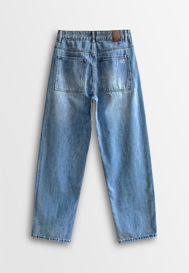 Women Mom Fit Long Jeans - Blue - 610412