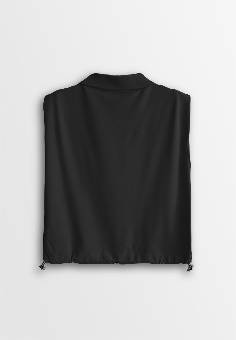 Women Sleeveless Polo Tee - Black - 410142