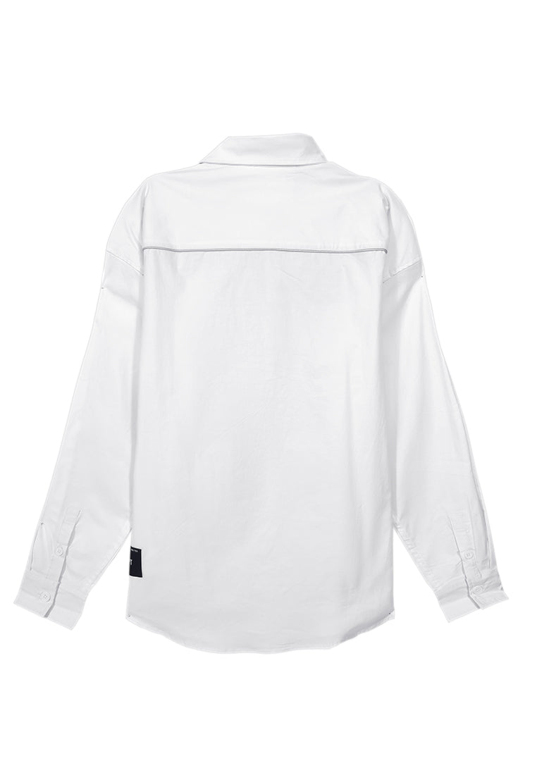 Men Oversized Long-Sleeve Shirt - White - S3M748