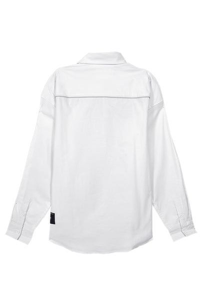 Men Oversized Long-Sleeve Shirt - White - S3M748