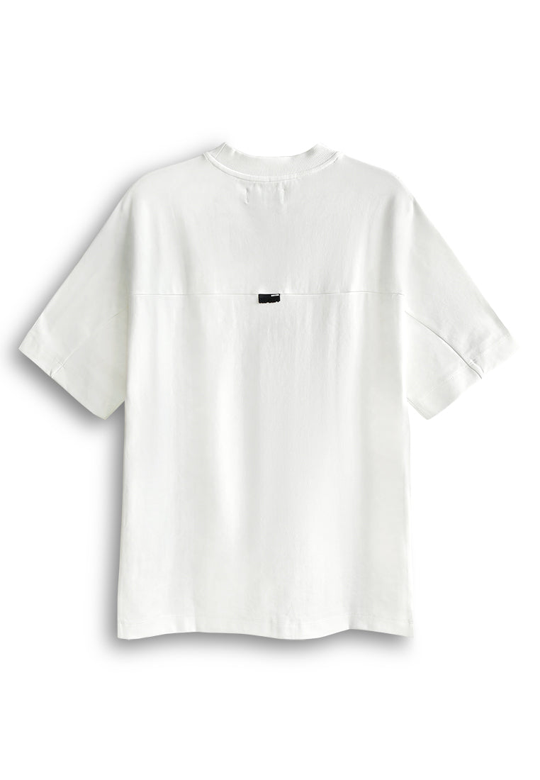 Men Oversized T-Shirt Short Sleeve - White - 510313