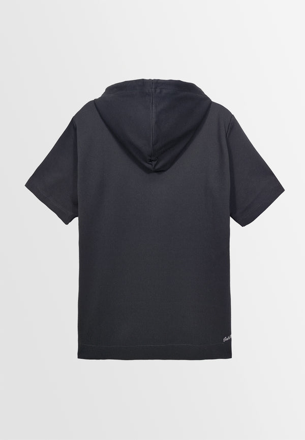 Men Short-Sleeve Sweatshirt Hoodie - Black - M3M844