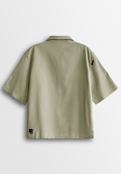 Men Oversized Short-Sleeve Shirt - Khaki - 510235