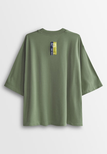 Men Oversized T-Shirt Short Sleeve - Army Green - 510246