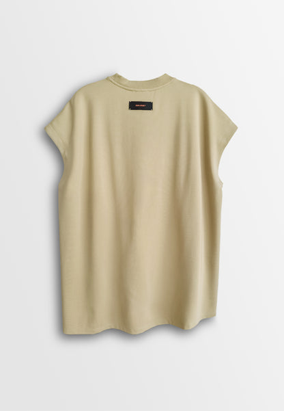 Women Sleeveless Oversized Fashion Tee - Khaki - 510149