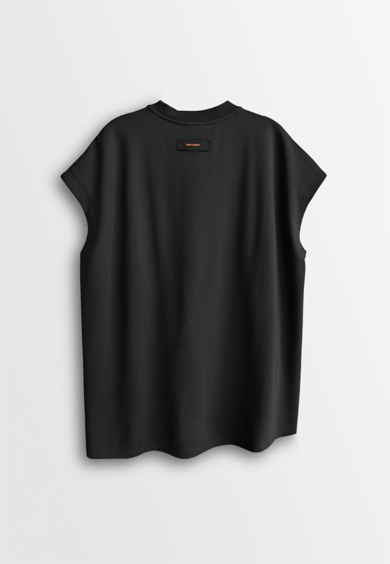 Women Sleeveless Oversized Fashion Tee - Black - 510150