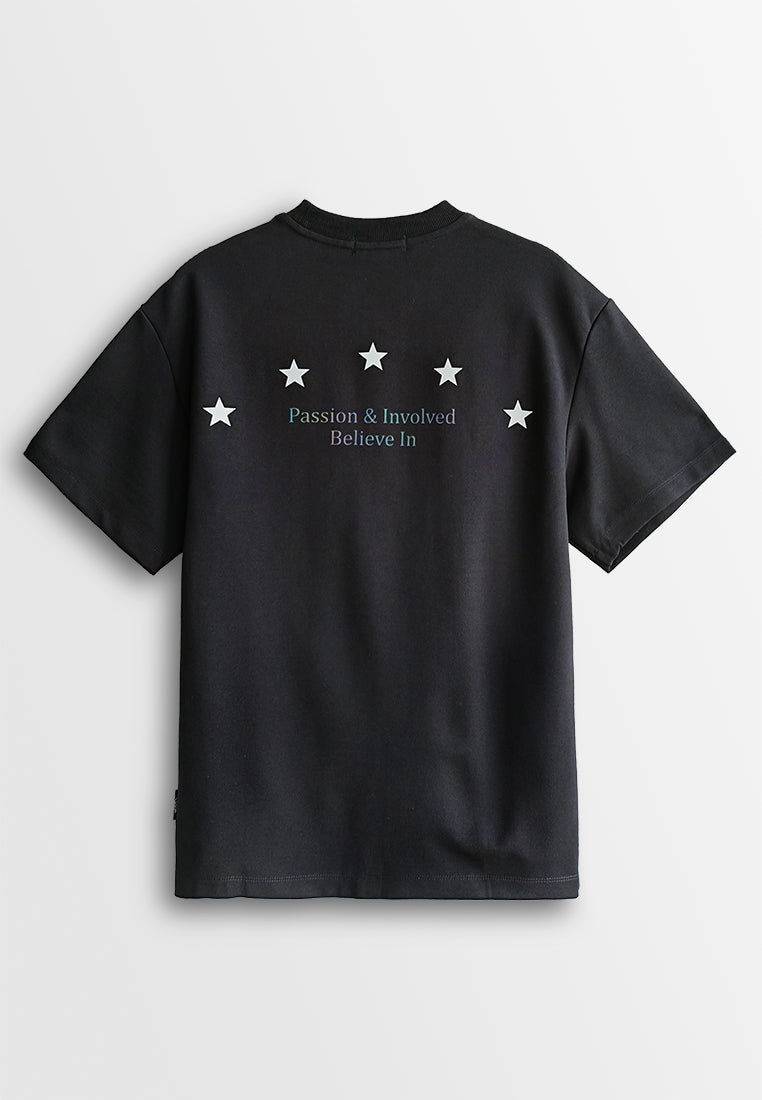 Men Oversized T-Shirt Short Sleeve - Black - 510163