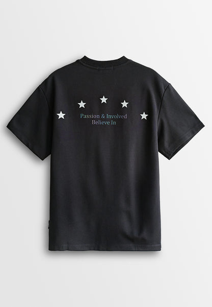 Men Oversized T-Shirt Short Sleeve - Black - 510163