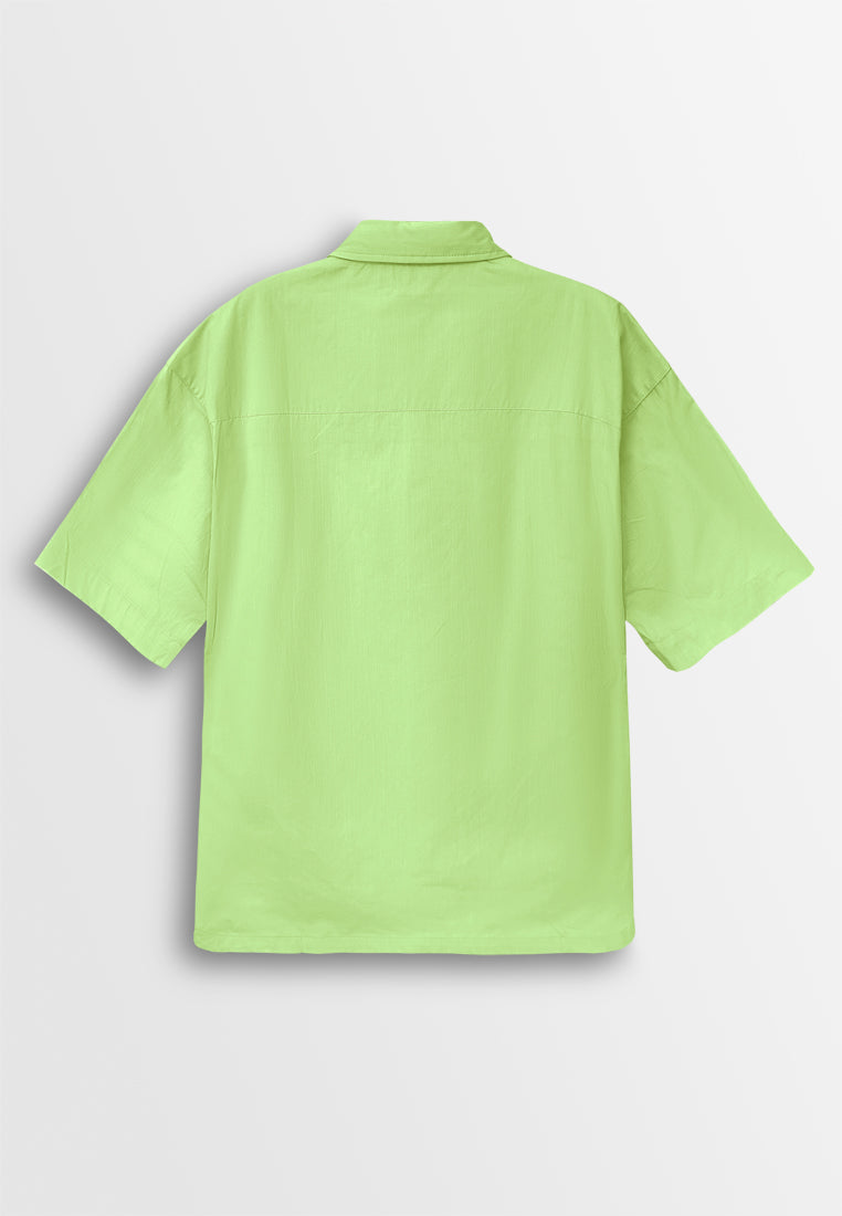 Men Oversized Short-Sleeve Shirt - Green - 410253