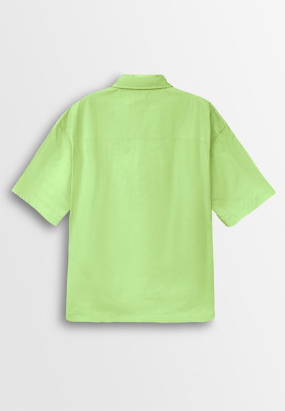 Men Oversized Short-Sleeve Shirt - Green - 410253