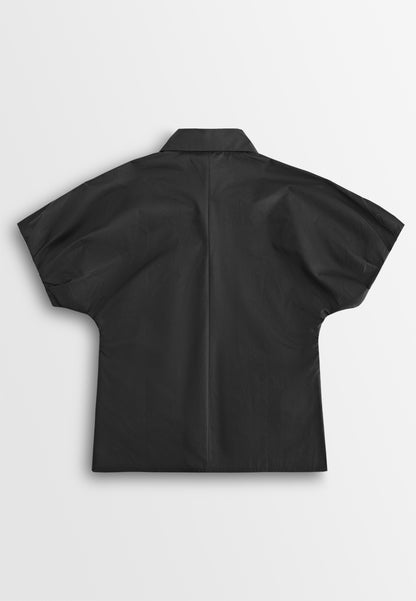 Women Short Sleeve Blouse - Black - 610445