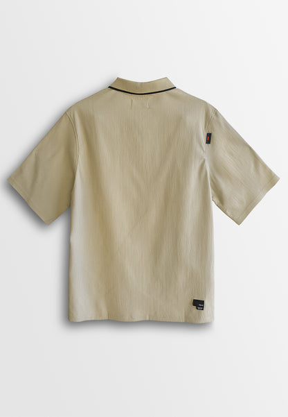 Men Short-Sleeve Oversized Polo Tee - Khaki - 510231