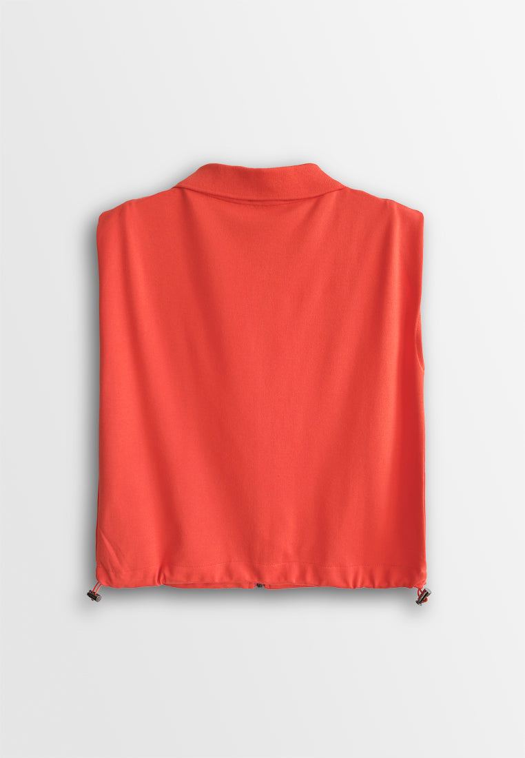 Women Sleeveless Polo Tee - Orange - 410143