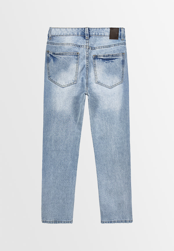 Women Straight Cut Long Jeans - Light Blue - 310238