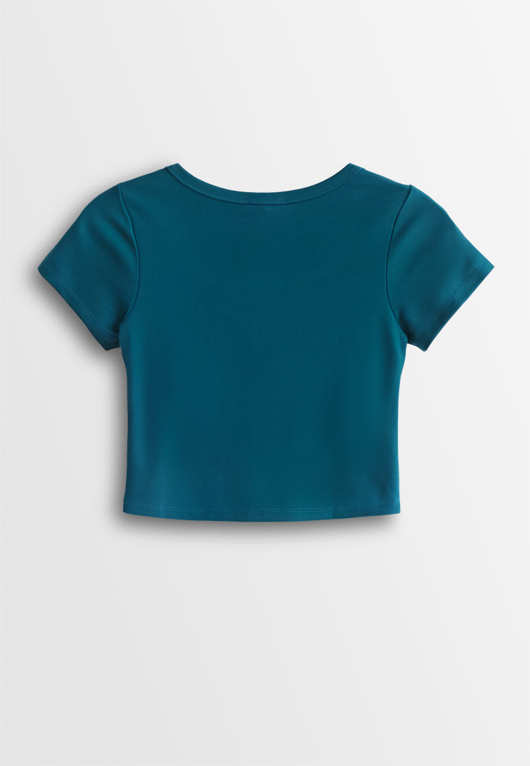 Women Square Neck Integrated Bra Top - Blue - 610378