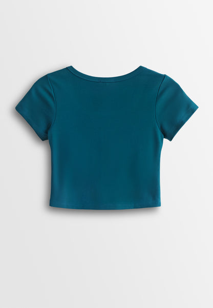 Women Square Neck Integrated Bra Top - Blue - 610378