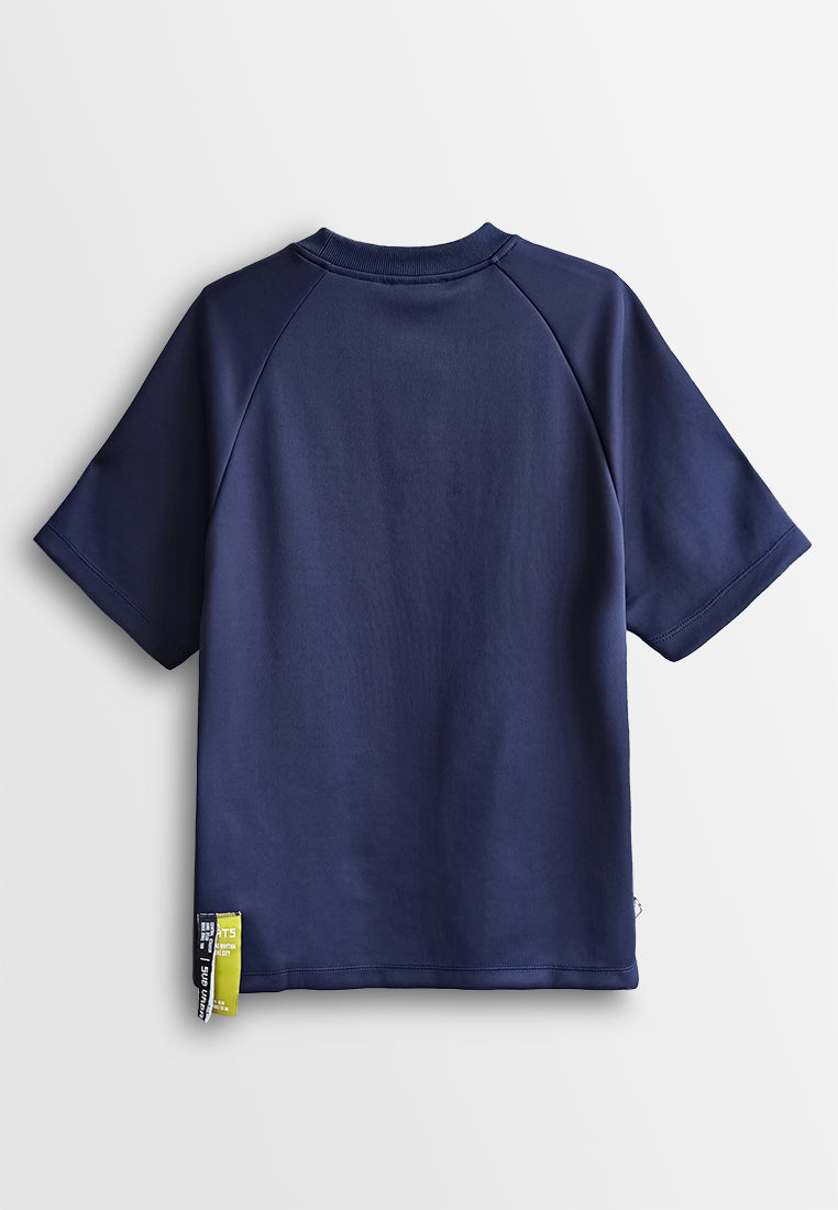 Men Oversized T-Shirt Short Sleeve - Navy - 510248