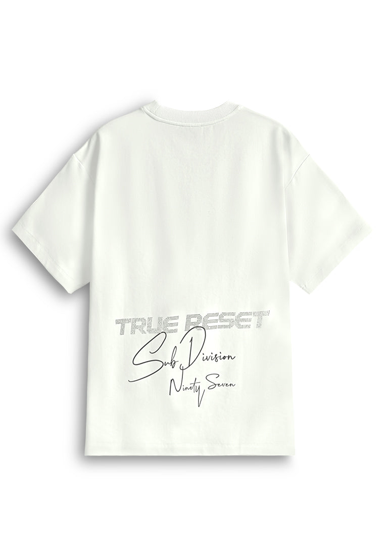 Men Oversized T-Shirt Short Sleeve - White - 610356